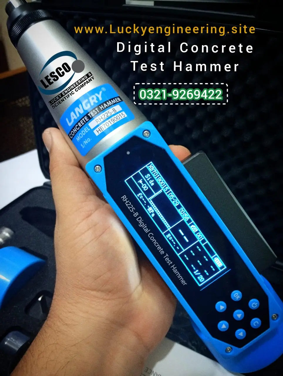 Digital Concrete Test Hammer RH225-B | Rebound Hammer for Concrete Strength Testing LESCO