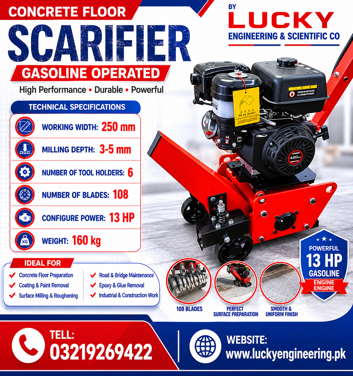 Concrete Floor Scarifier Price in Pakistan | Surface Preparation Machine for Epoxy Flooring
