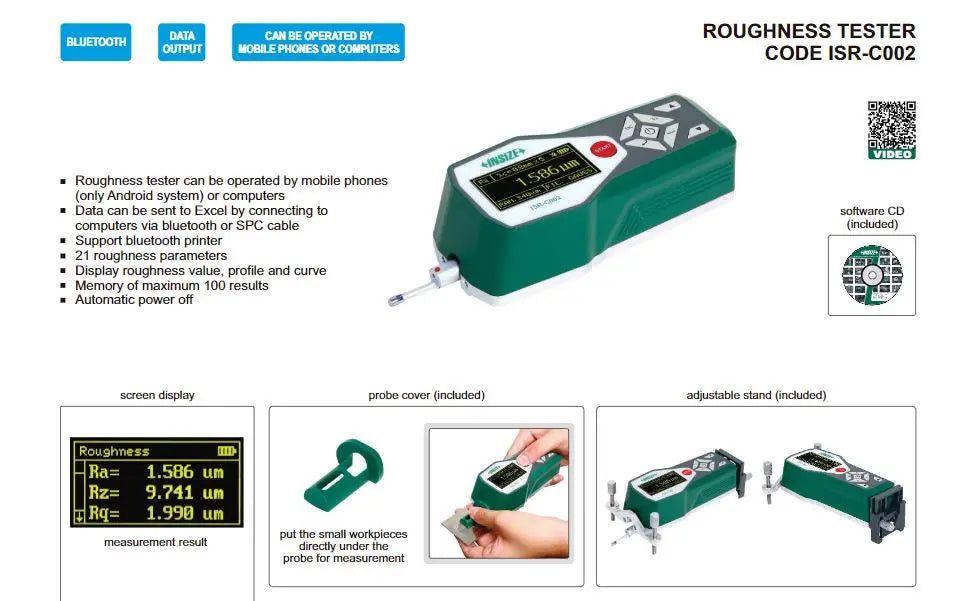 INSIZE ISR-C002 Roughness Tester | Portable Surface Roughness Measuring Instrument LESCO