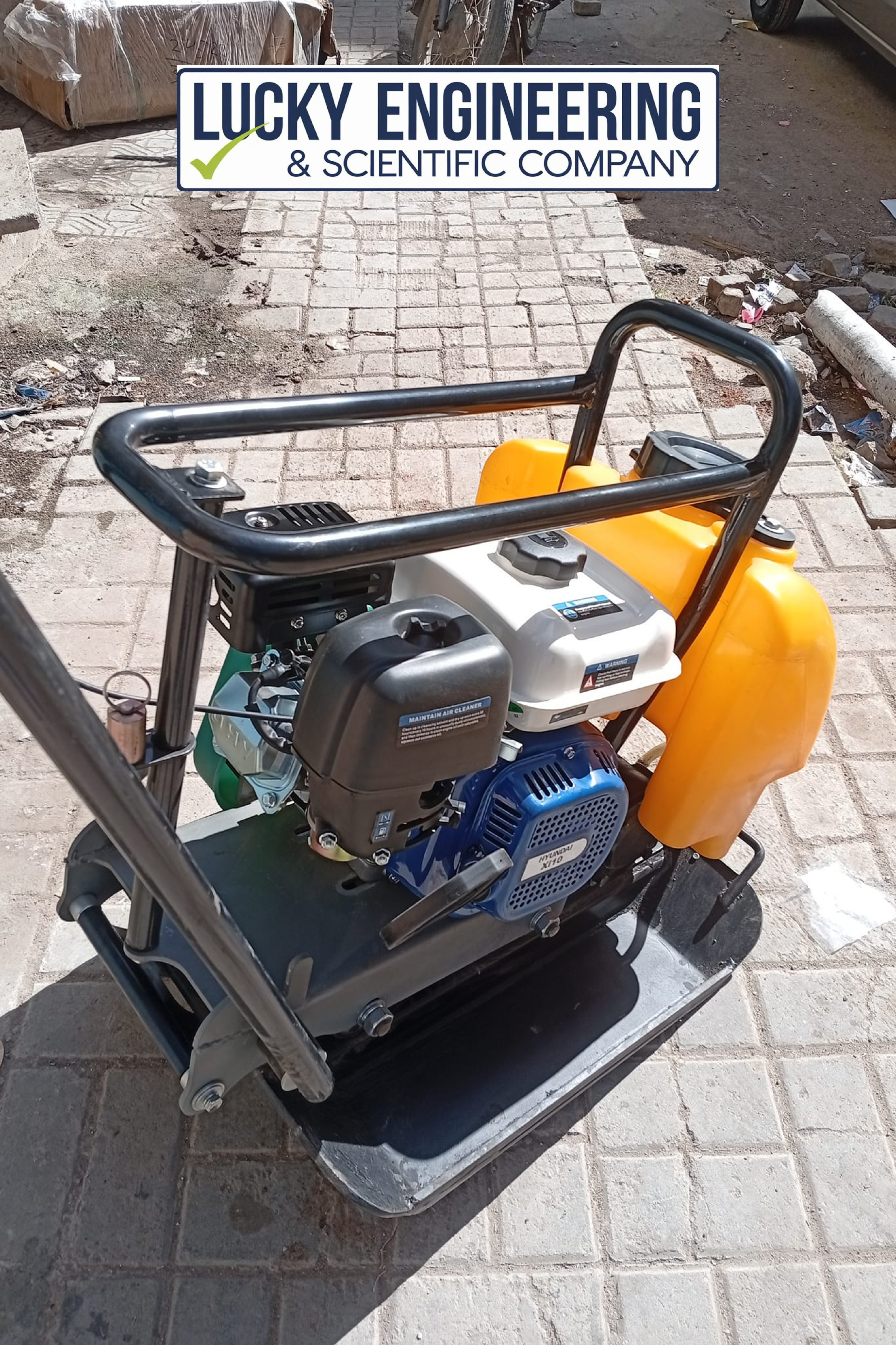 Plate Compactor machine used at construction site for soil compaction