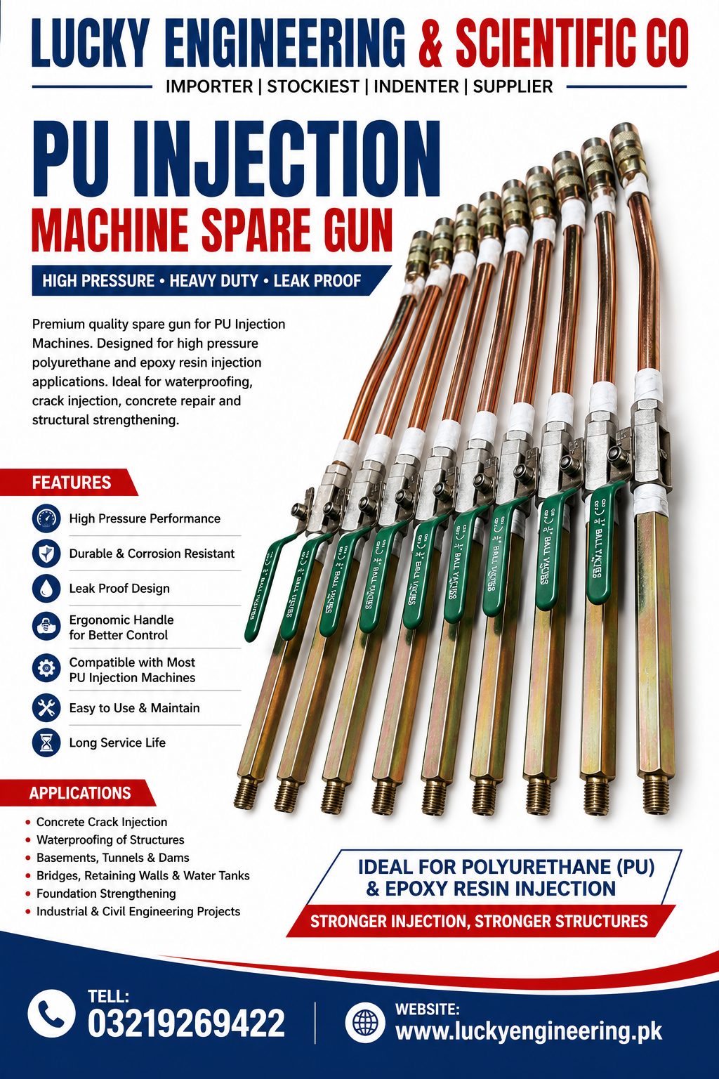 PU Injection Machine Spare Gun for waterproofing and concrete crack repair in Pakistan