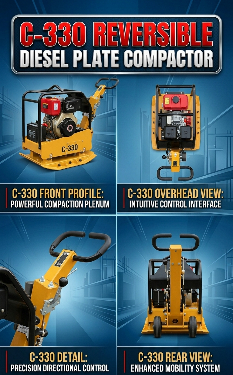 Diesel Plate Compactor compacting soil with reversible function