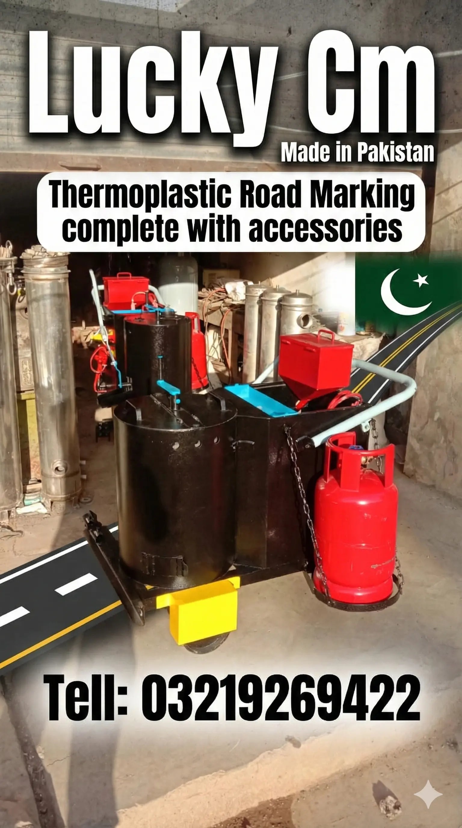 Thermoplastic road marking machine for highway and parking line marking