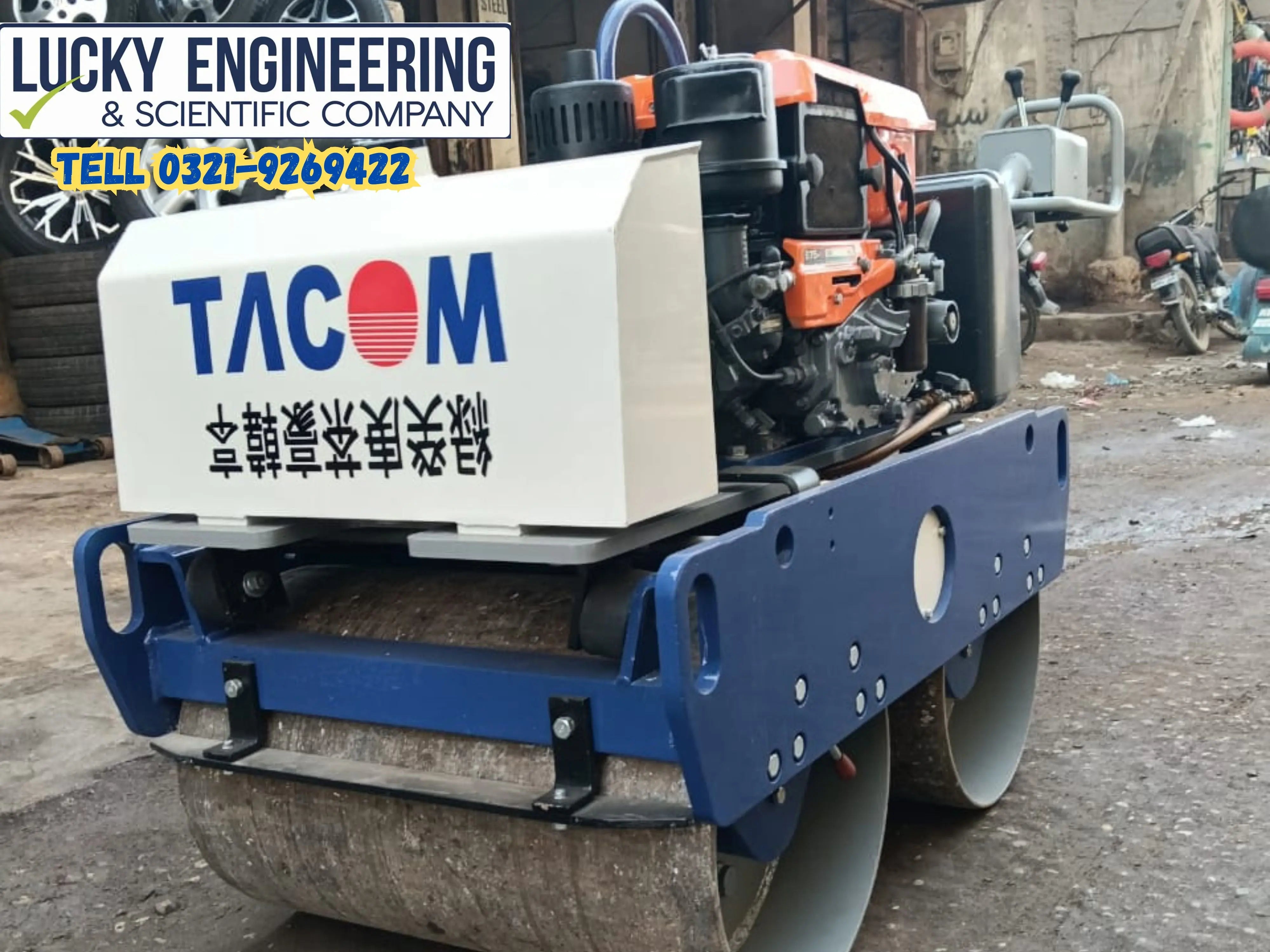 Vibratory road roller double drum machine for road construction projects