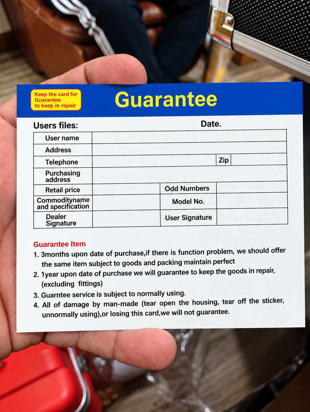 NDJ-8S digital viscometer warranty and guarantee card