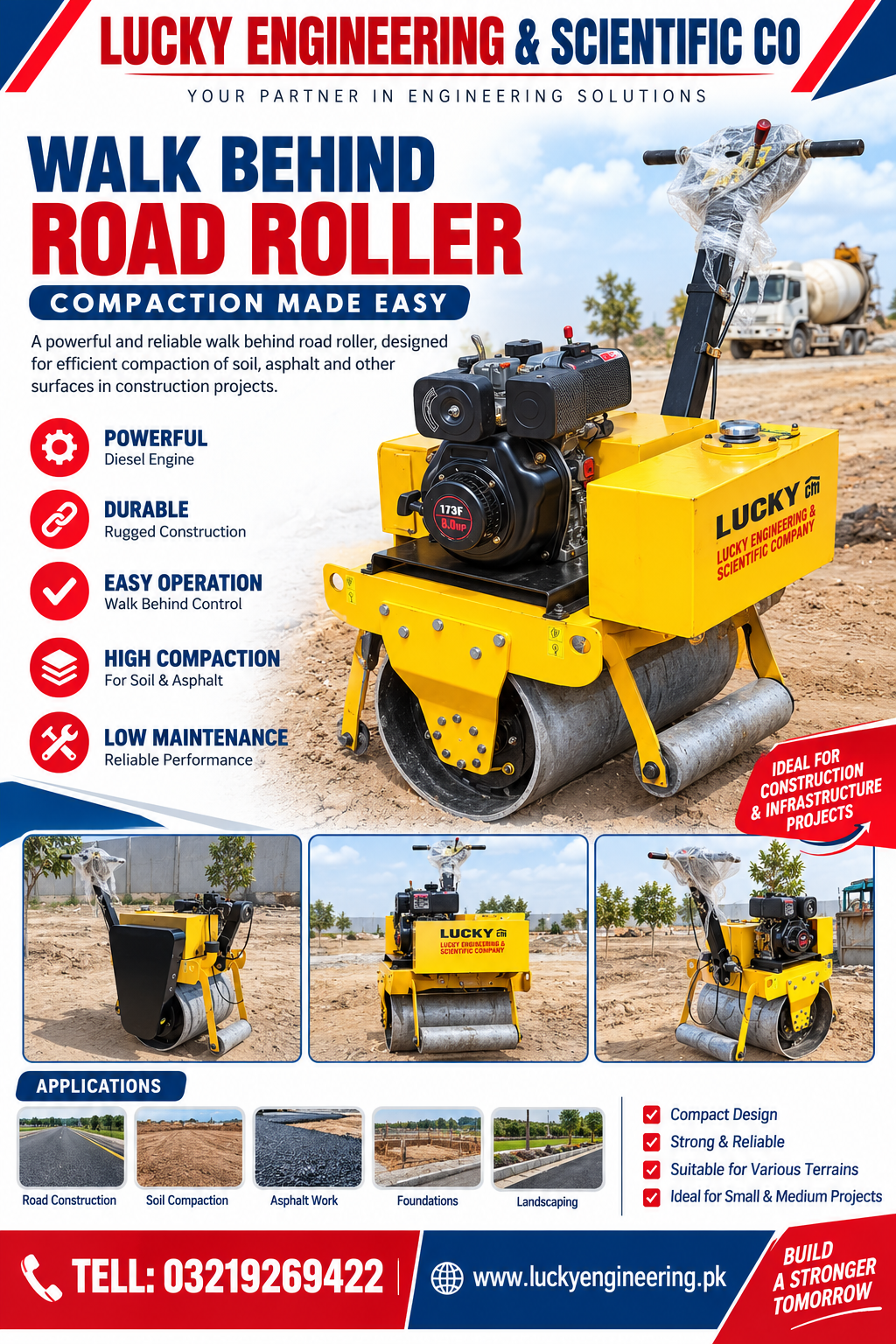 Walk Behind Road Roller FHR-600 1 Ton Diesel Vibratory Compactor